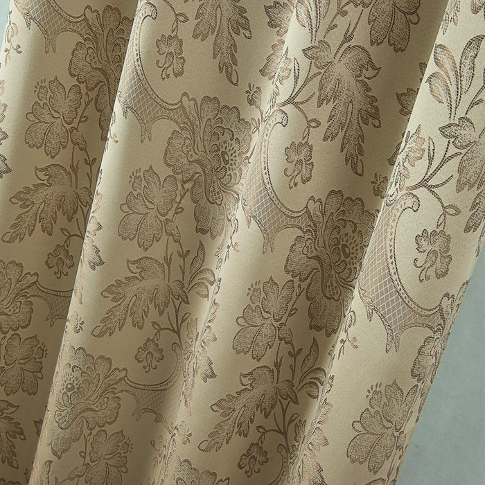 RT Designers Collection Rosalie Floral Damask Jacquard Curtain Panel with Valance 54" x 84" Taupe