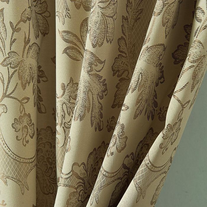 RT Designers Collection Rosalie Floral Damask Jacquard Curtain Panel with Valance 54" x 84" Taupe