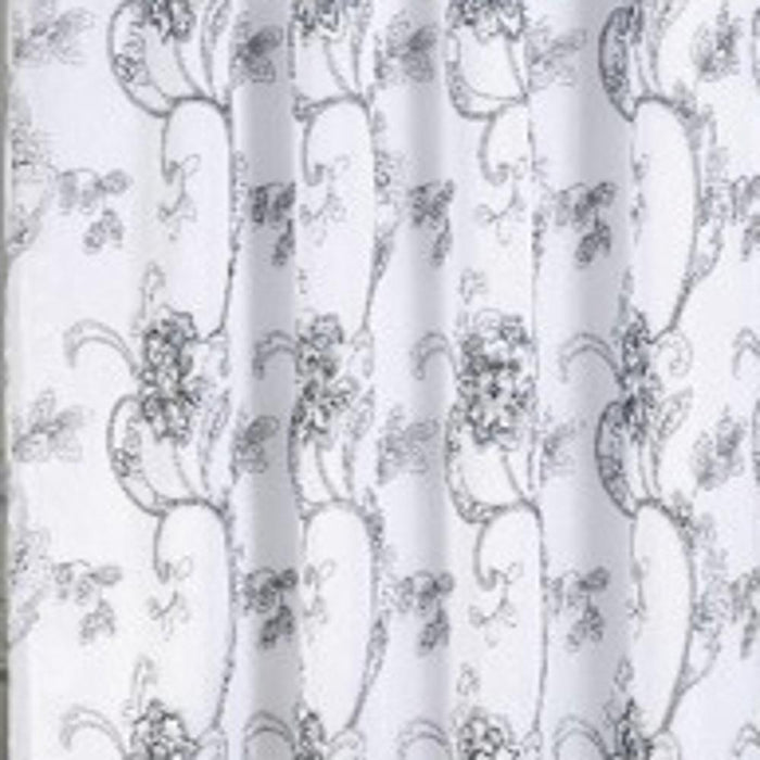 RT Designers Collection Remy Stylish & Premium Embroidered Curtain Panel 54" x 84" Silver