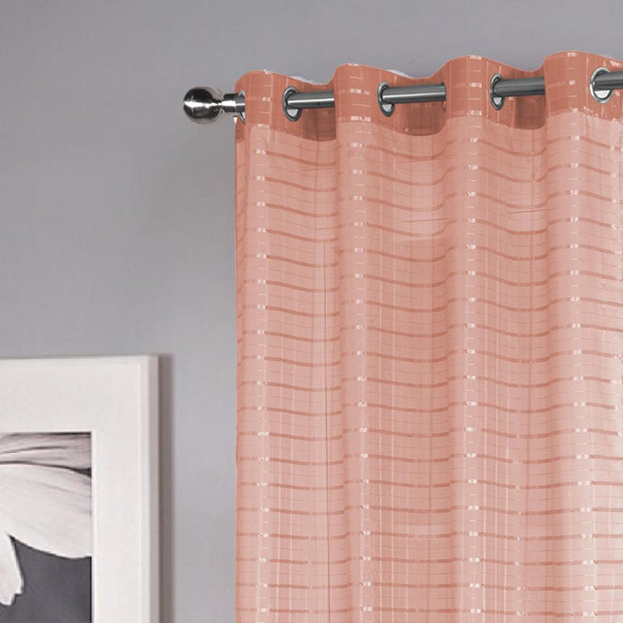 RT Designers Collection Wanda Box Voile Light Filtering One Grommet Curtain Panel 54" x 90" Blush