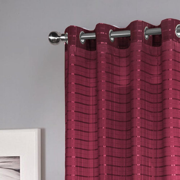 RT Designers Collection Wanda Box Voile Light Filtering One Grommet Curtain Panel 54" x 90" Burgundy