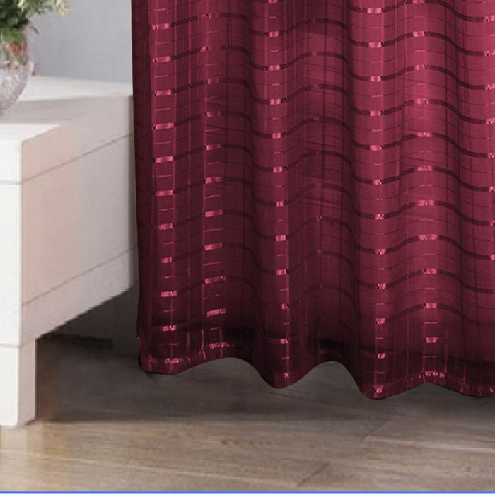 RT Designers Collection Wanda Box Voile Light Filtering One Grommet Curtain Panel 54" x 90" Burgundy