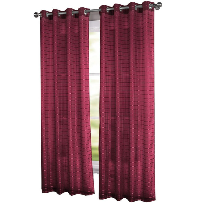 RT Designers Collection Wanda Box Voile Light Filtering One Grommet Curtain Panel 54" x 90" Burgundy