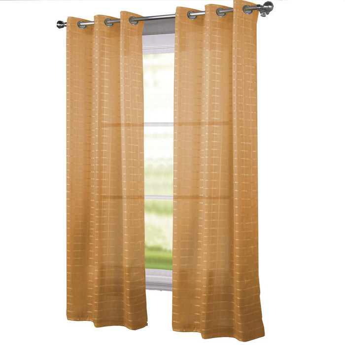RT Designers Collection Wanda Box Voile Light Filtering One Grommet Curtain Panel 54" x 90" Gold