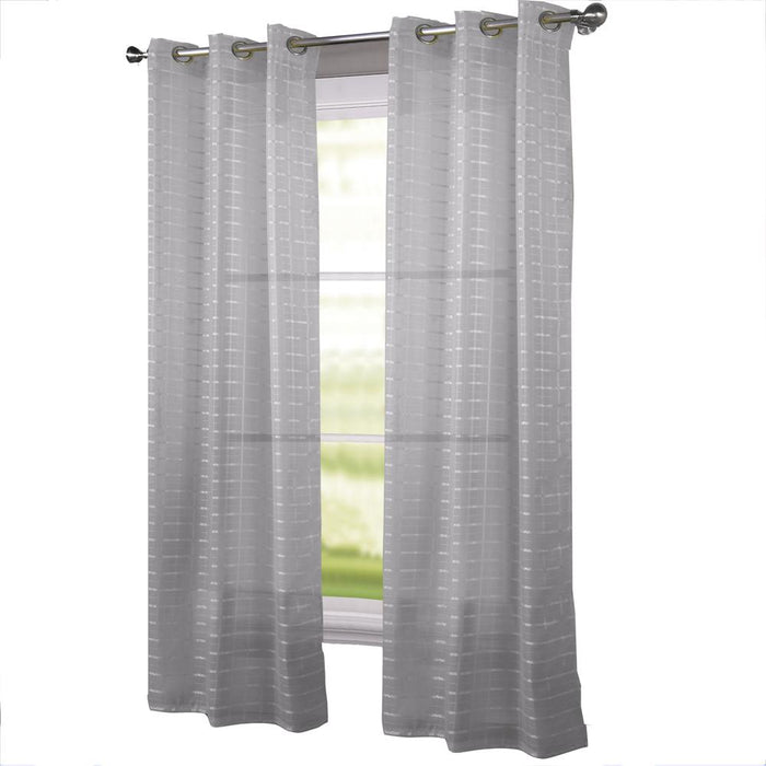 RT Designers Collection Wanda Box Voile Light Filtering One Grommet Curtain Panel 54" x 90" Silver