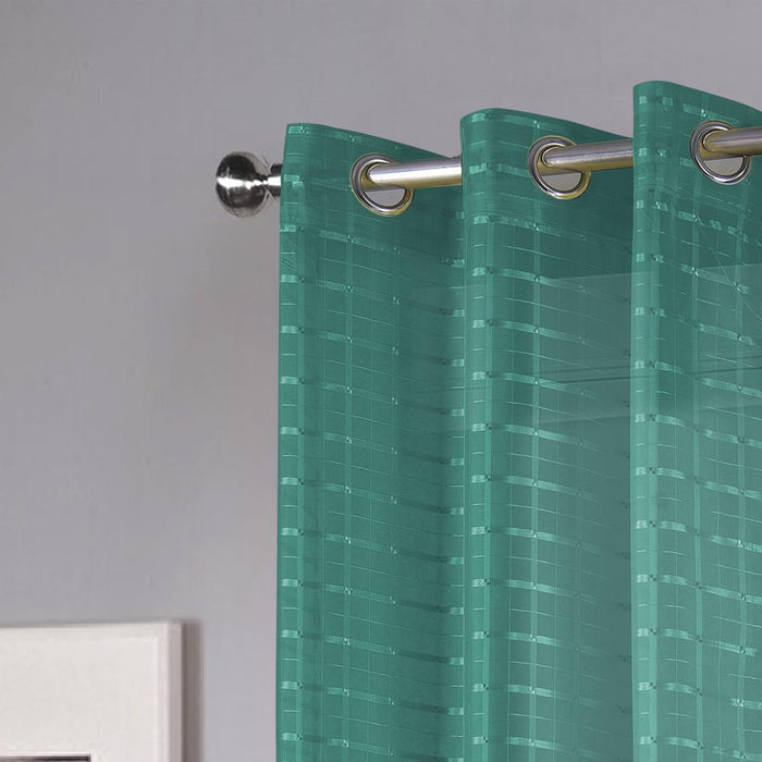 RT Designers Collection Wanda Box Voile Light Filtering One Grommet Curtain Panel 54" x 90" Teal