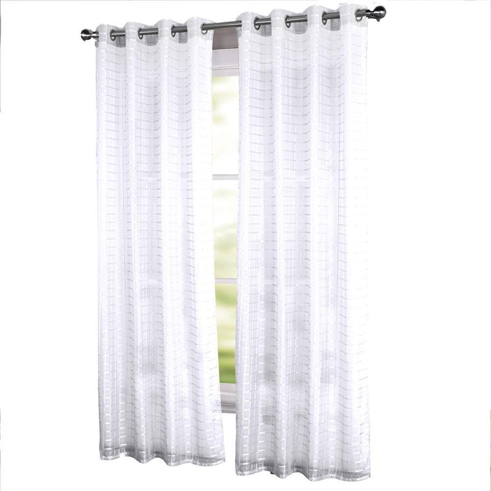 RT Designers Collection Wanda Box Voile Light Filtering One Grommet Curtain Panel 54" x 90" White