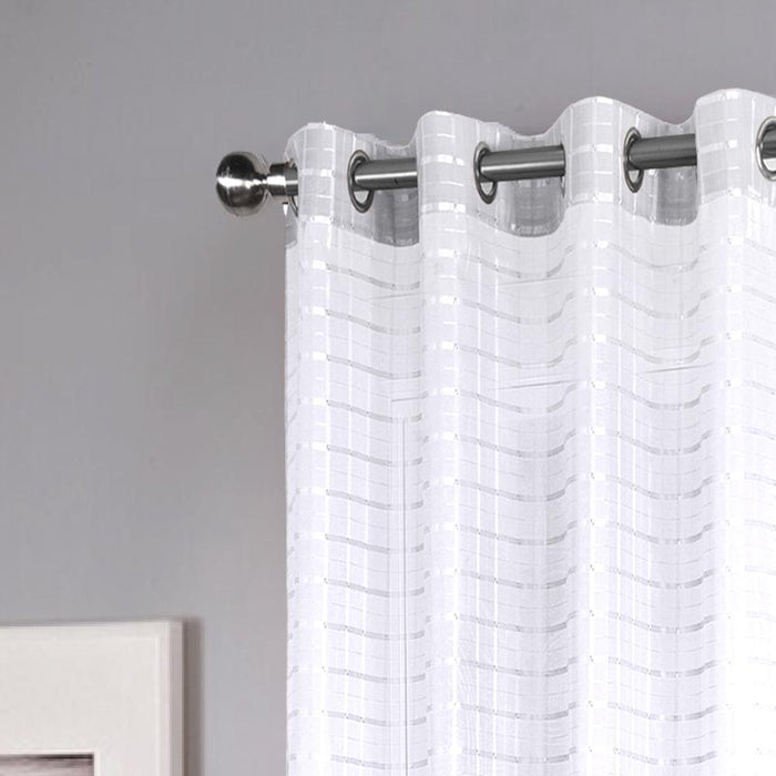 RT Designers Collection Wanda Box Voile Light Filtering One Grommet Curtain Panel 54" x 90" White
