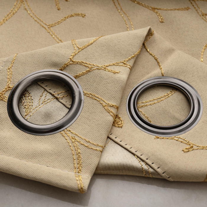 RT Designer Collection Luciana 2 Pack Embroidered Blackout Luxurious Decorative Grommet Curtain Panel 36" x 84" Beige