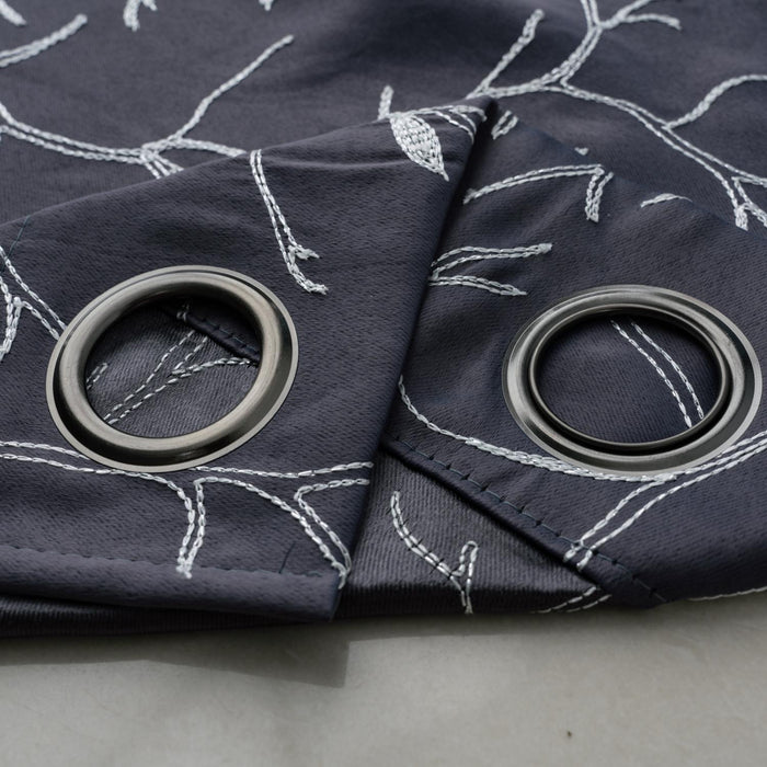RT Designer Collection Luciana 2 Pack Embroidered Blackout Luxurious Decorative Grommet Curtain Panel 36" x 84" Charcoal