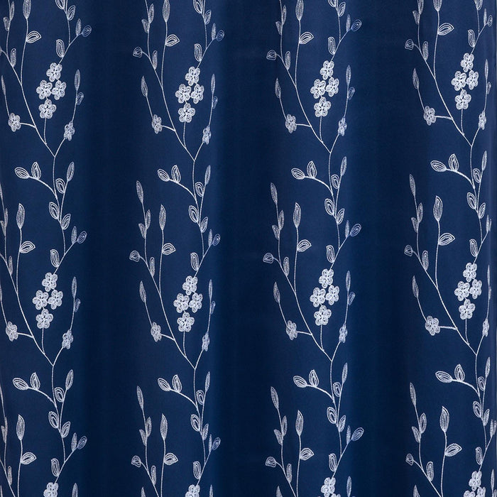 RT Designer Collection Lilian 2 Pack Embroidered Blackout Luxurious Decorative Grommet Curtain Panel 36" x 84" Navy