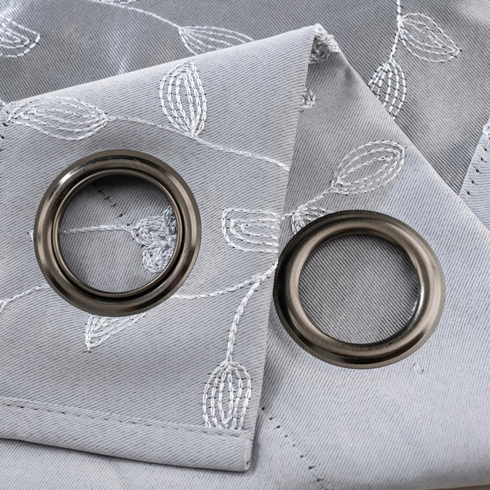 RT Designer Collection Lilian 2 Pack Embroidered Blackout Luxurious Decorative Grommet Curtain Panel 36" x 84" Silver