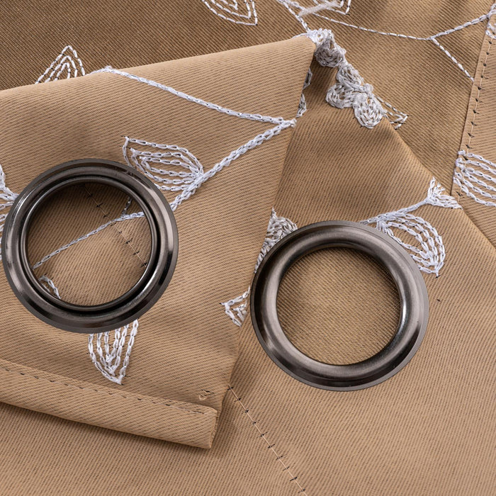 RT Designer Collection Lilian 2 Pack Embroidered Blackout Luxurious Decorative Grommet Curtain Panel 36" x 84" Taupe