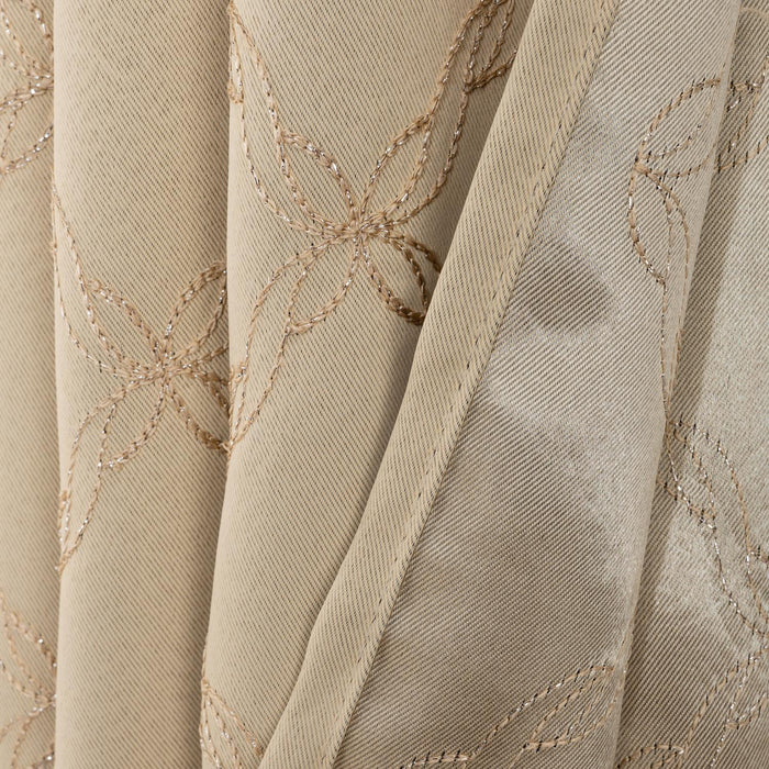 RT Designer Collection Gable 2 Pack Embroidered Blackout Luxurious Decorative Grommet Curtain Panel 36" x 84" Beige
