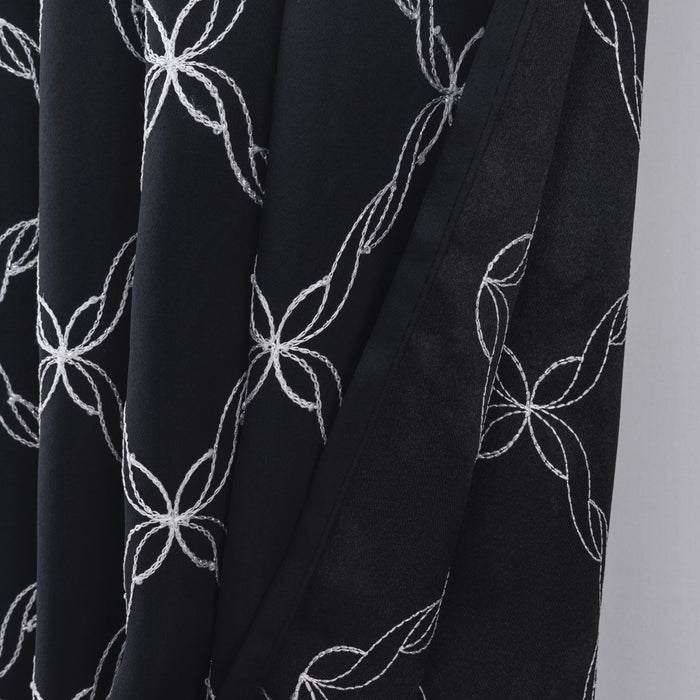 RT Designer Collection Gable 2 Pack Embroidered Blackout Luxurious Decorative Grommet Curtain Panel 36" x 84" Black