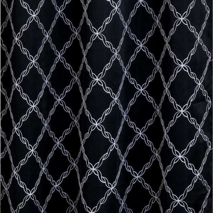 RT Designer Collection Gable 2 Pack Embroidered Blackout Luxurious Decorative Grommet Curtain Panel 36" x 84" Black