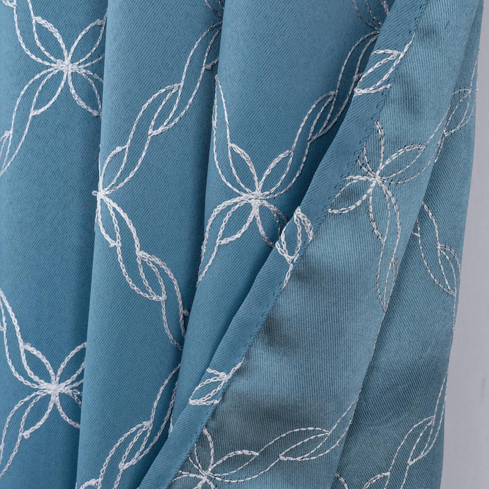 RT Designer Collection Gable 2 Pack Embroidered Blackout Luxurious Decorative Grommet Curtain Panel 36" x 84" Slate Blue