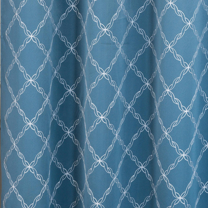 RT Designer Collection Gable 2 Pack Embroidered Blackout Luxurious Decorative Grommet Curtain Panel 36" x 84" Slate Blue