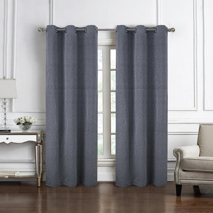 RT Designer Collection Florence Jacquard Luxurious Decorative Grommet 2 Pack Curtain Panel 36" x 84" Grey