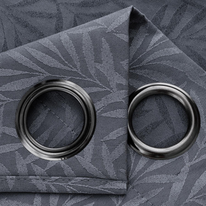 RT Designer Collection Florence Jacquard Luxurious Decorative Grommet 2 Pack Curtain Panel 36" x 84" Grey