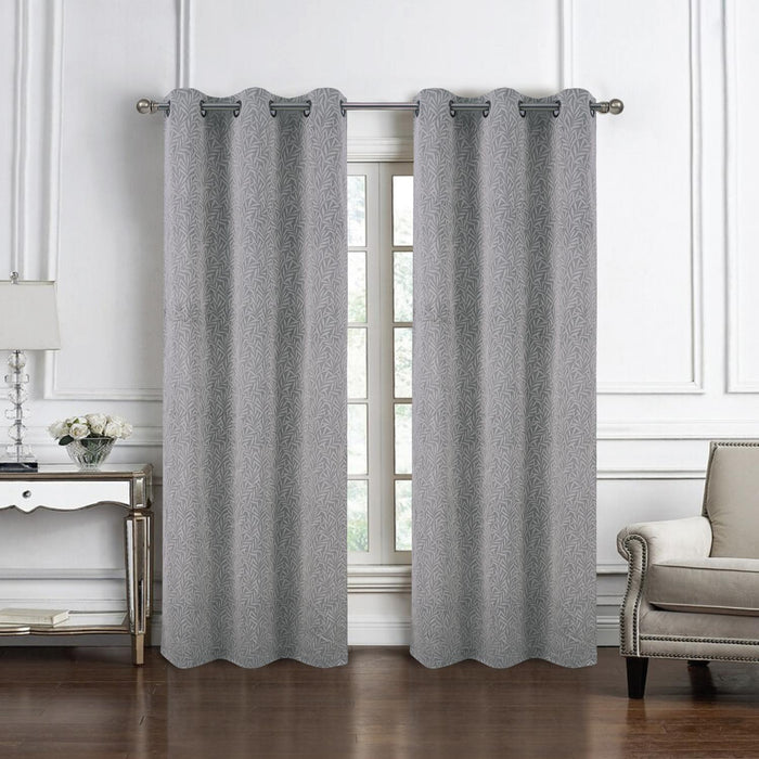 RT Designer Collection Florence Jacquard Luxurious Decorative Grommet 2 Pack Curtain Panel 36" x 84" Silver
