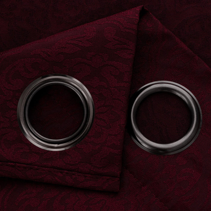 RT Designer Collection Percy Jacquard Luxurious Decorative Grommet 2 Pack Curtain Panel  36" x 84" Burgundy