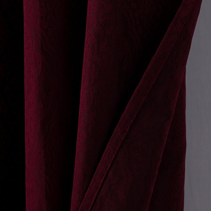 RT Designer Collection Percy Jacquard Luxurious Decorative Grommet 2 Pack Curtain Panel  36" x 84" Burgundy