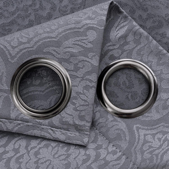 RT Designer Collection Percy Jacquard Luxurious Decorative Grommet 2 Pack Curtain Panel  36" x 84" Grey