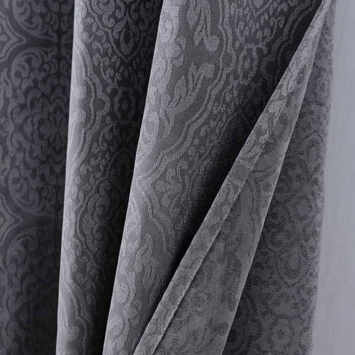 RT Designer Collection Percy Jacquard Luxurious Decorative Grommet 2 Pack Curtain Panel  36" x 84" Grey