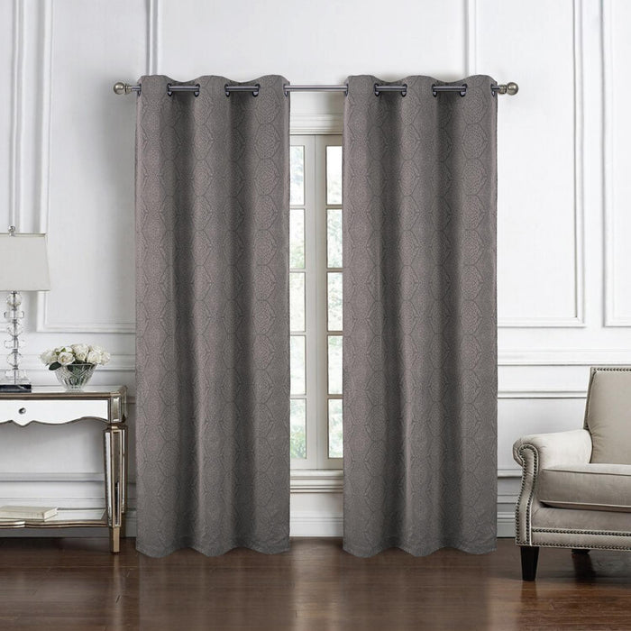RT Designer Collection Percy Jacquard Luxurious Decorative Grommet 2 Pack Curtain Panel  36" x 84" Taupe