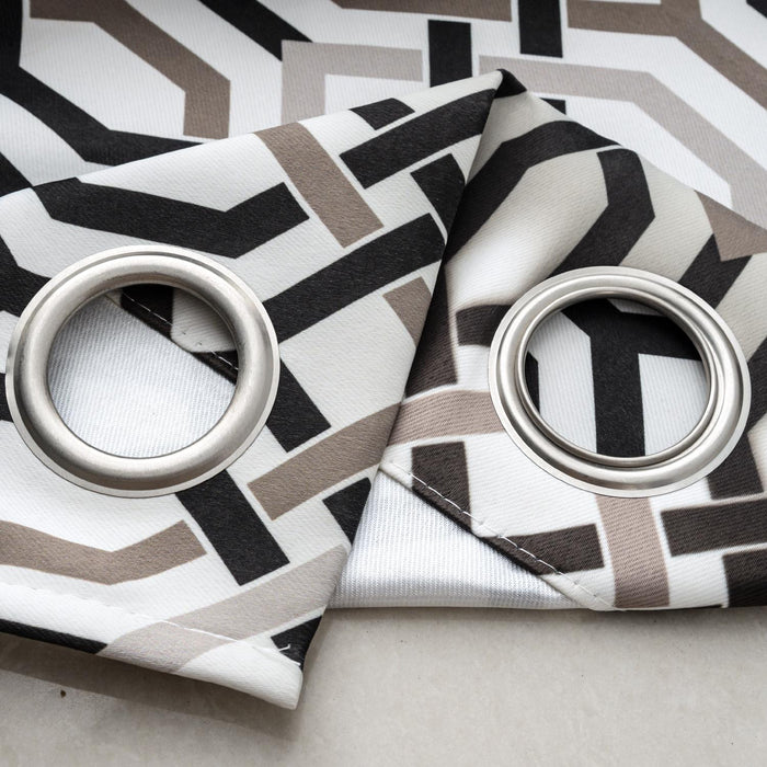 RT Designer Collection Rory Printed 2 Pack Blackout Luxurious Decorative Grommet Curtain Panel 36" x 84" Black