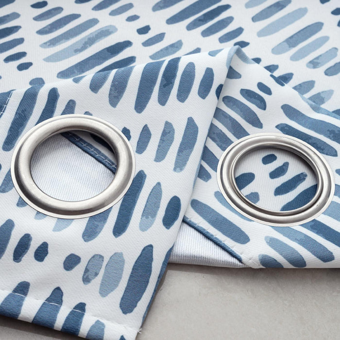 RT Designer Collection Justice Printed 2 Pack Blackout Luxurious Decorative Grommet Curtain Panel 36" x 84" Blue