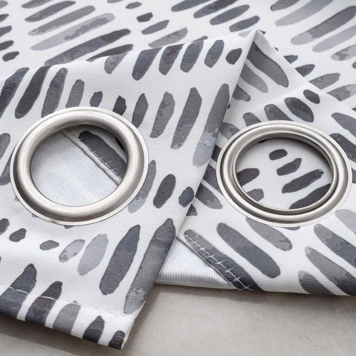 RT Designer Collection Justice Printed 2 Pack Blackout Luxurious Decorative Grommet Curtain Panel 36" x 84" Grey