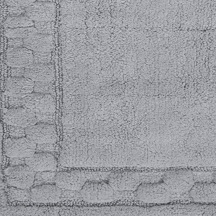 Sculptured Border Soft Plush Cotton Non-Slip Bath Rug Silver by Castle Hill