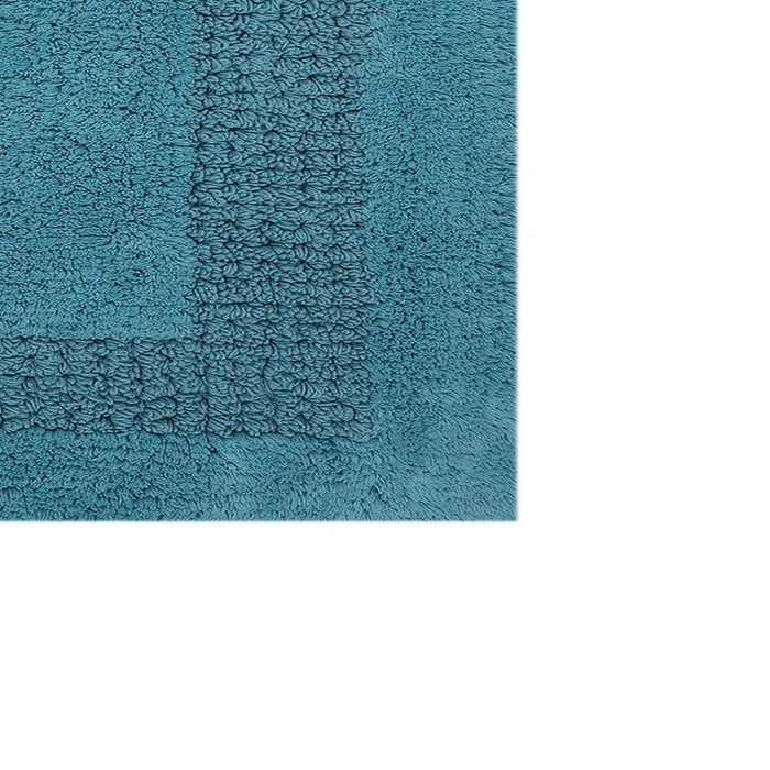 Racetrack Non-Slip Cotton Bath Rug  20" x 30" Aqua by Perthshire Platinum Collection