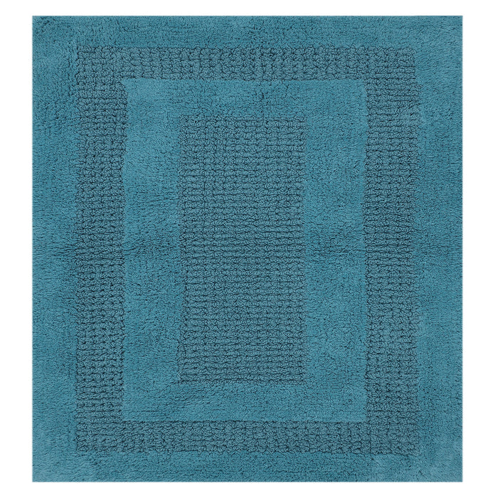 Racetrack Non-Slip Cotton Bath Rug  20" x 30" Aqua by Perthshire Platinum Collection