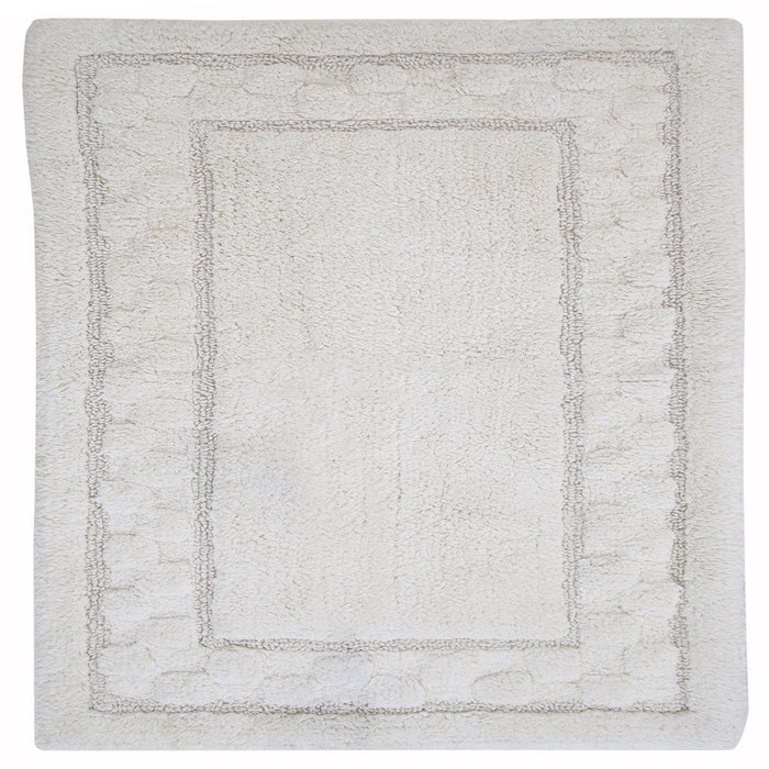 Sculptured Border Soft Plush Cotton Non-Slip Bath Rug Ivory by Castle Hill