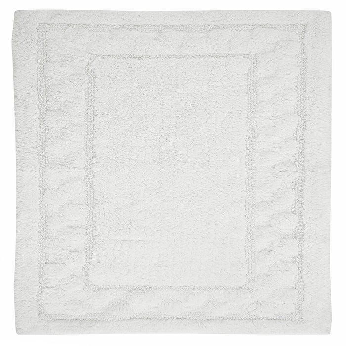 Sculptured Border Design Non-Slip Cotton Bath Rug 24" x 40" White by Castle Hill London