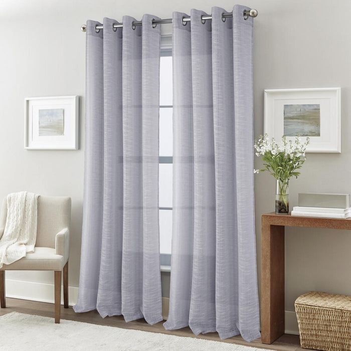 RT Designers Collection Dexter Linen Texture Grommet Sheer Curtain Panel Pair 36" x 84" Silver