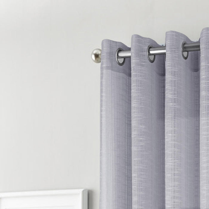 RT Designers Collection Dexter Linen Texture Grommet Sheer Curtain Panel Pair 36" x 84" Silver