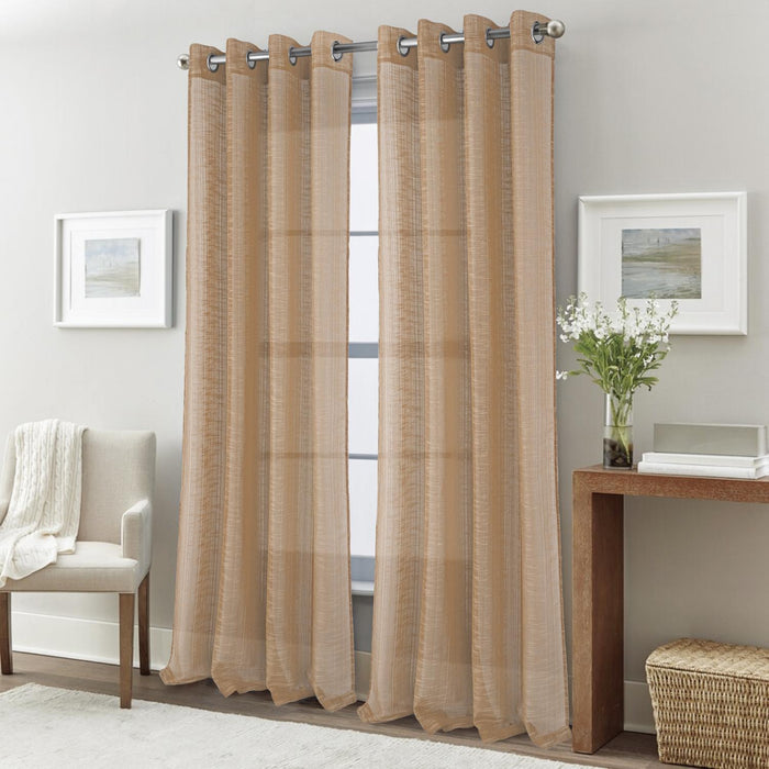 RT Designers Collection Dexter Linen Texture Grommet Sheer Curtain Panel Pair 36" x 84" Taupe