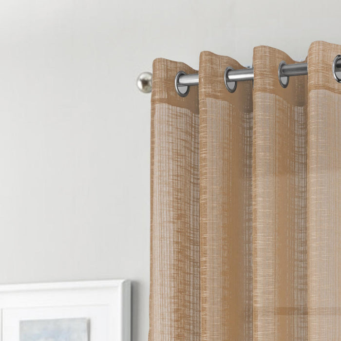 RT Designers Collection Dexter Linen Texture Grommet Sheer Curtain Panel Pair 36" x 84" Taupe
