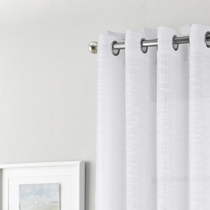 RT Designers Collection Dexter Linen Texture Grommet Sheer Curtain Panel Pair 36" x 84" White