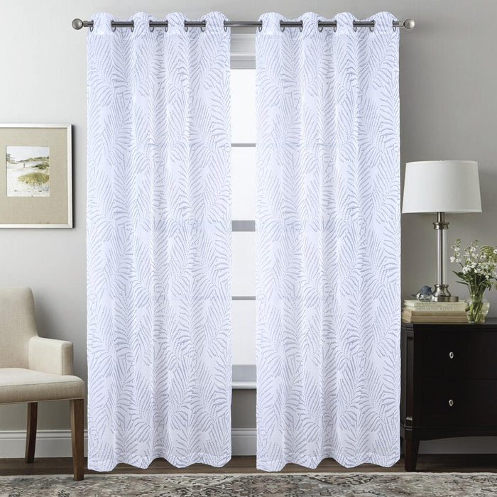 RT Designers Collection Faye Grommet Metallic Sheer Printed Doily Curtain Panel Pair 36" x 84" Blue