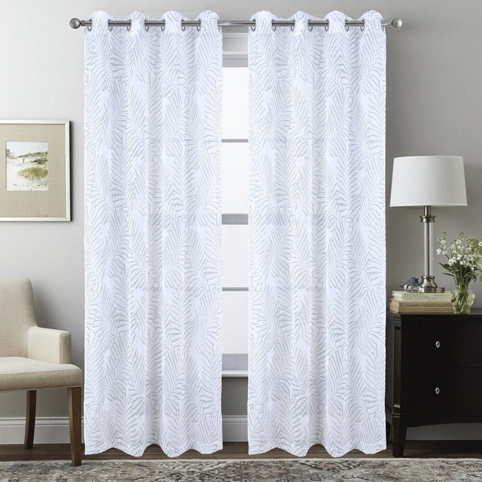 RT Designers Collection Faye Grommet Metallic Sheer Printed Doily Curtain Panel Pair 36" x 84" Sage