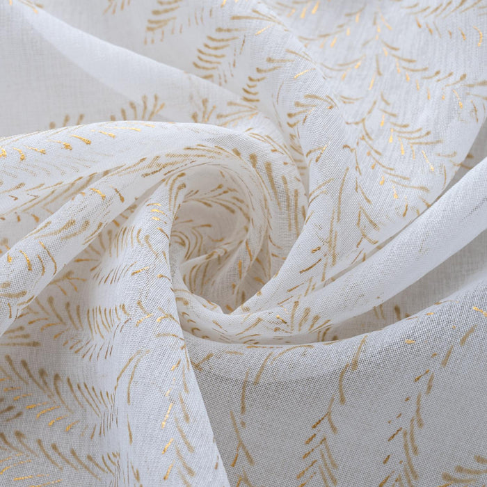 RT Designers Collection Faye Grommet Metallic Sheer Printed Doily Curtain Panel Pair 36" x 84" Taupe