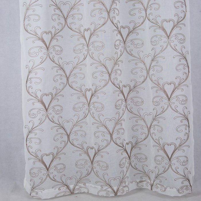 RT Designers Collection Kimberly Embroidery Doily Grommet Sheer Curtain Panel Pair Taupe