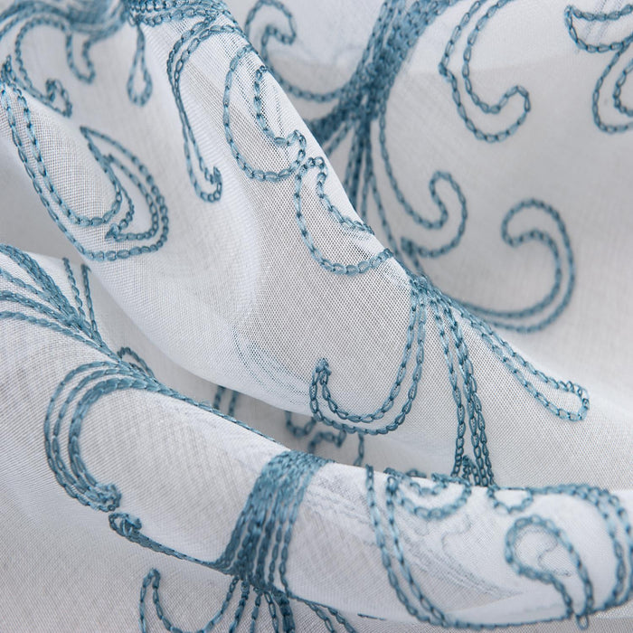 RT Designers Collection Kimberly Embroidery Doily Grommet Sheer Curtain Panel Pair Wedgewood