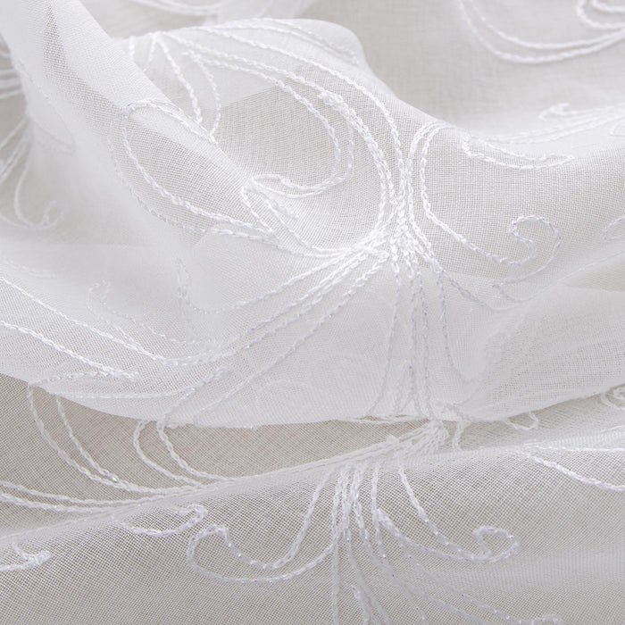 RT Designers Collection Kimberly Embroidery Doily Grommet Sheer Curtain Panel Pair White