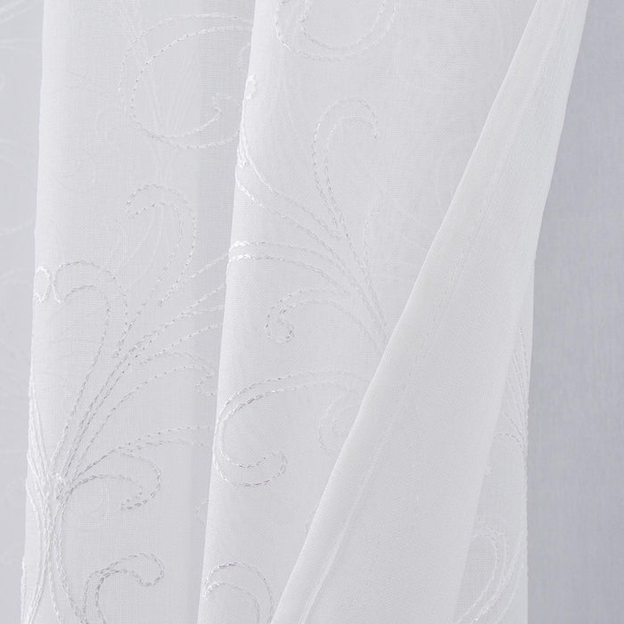 RT Designers Collection Kimberly Embroidery Doily Grommet Sheer Curtain Panel Pair White